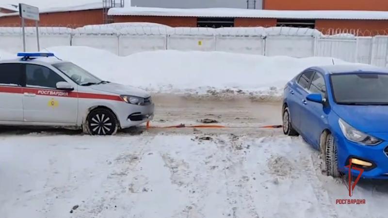 Росгвардейцы помогли водителю выбраться из снежного плена в Подмосковье